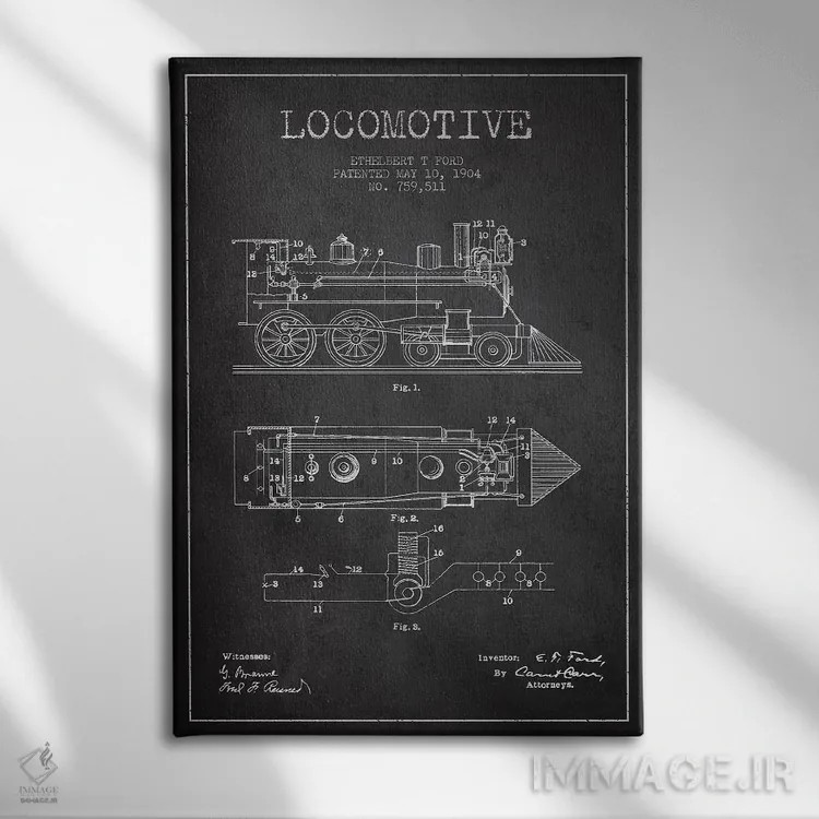 تابلو طرح الگو لوکوموتیو اتلبرت تی. فورد (ذغالی) اثر پیکسل کهنه (استودیو/نام هنری) - نمای روبهرو روی دیوار