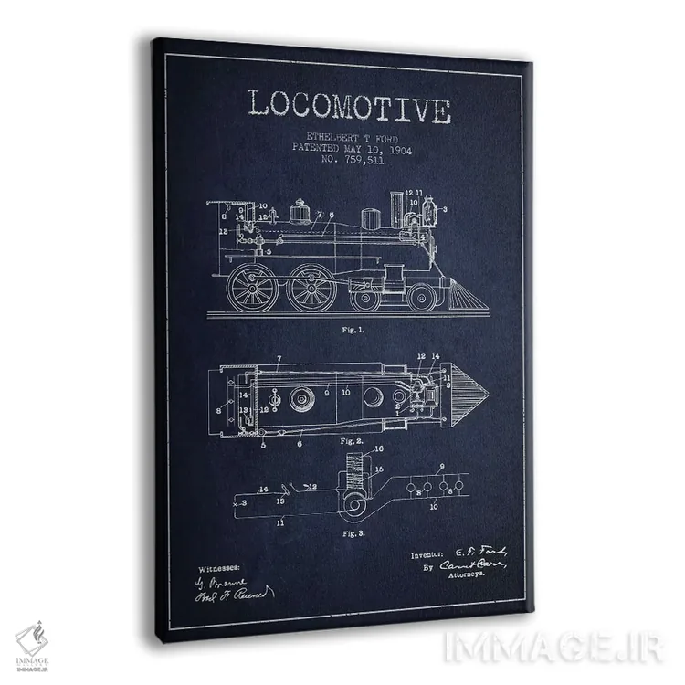 تابلو طرح الگو لوکوموتیو اتلبرت تی. فورد (آبی نفتی) اثر پیکسل کهنه (استودیو/نام هنری) - نمای پرسپکتیو محصول