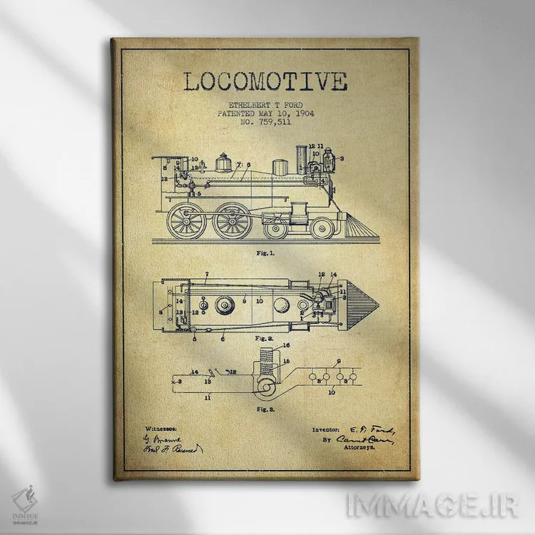 تابلو طرح الگو لوکوموتیو اتلبرت تی. فورد (طرح قدیمی) اثر پیکسل کهنه (استودیو/نام هنری) - نمای روبهرو روی دیوار