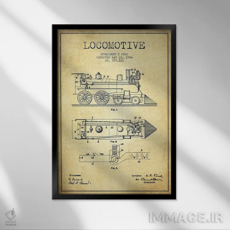 تابلو طرح الگو لوکوموتیو اتلبرت تی. فورد (طرح قدیمی) اثر پیکسل کهنه (استودیو/نام هنری) - نمای قابدار مشکی