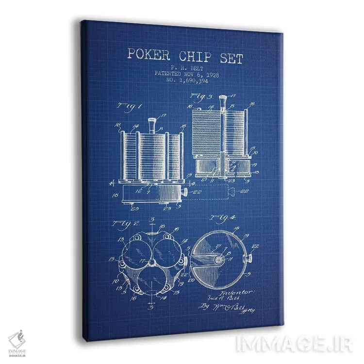 تابلو طرح پتنت ست چیپ پوکر اف.آر. بلت (شبکه آبی) اثر پیکسل کهنه (استودیو/نام هنری) - نمای پرسپکتیو محصول