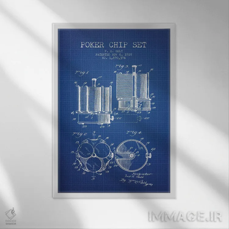تابلو طرح پتنت ست چیپ پوکر اف.آر. بلت (شبکه آبی) اثر پیکسل کهنه (استودیو/نام هنری) - نمای قابدار سفید