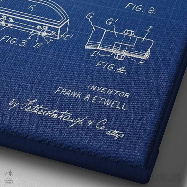 تابلو طرح پتنت موتورسیکلت فرانک آ. اتول (شبکه آبی) اثر پیکسل کهنه (استودیو/نام هنری) - نمای نزدیک بافت بوم