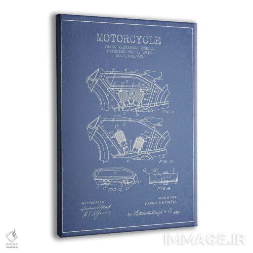 تابلو طرح پتنت موتورسیکلت فرانک آ. اتول (آبی روشن) اثر پیکسل کهنه (استودیو/نام هنری) - نمای پرسپکتیو محصول