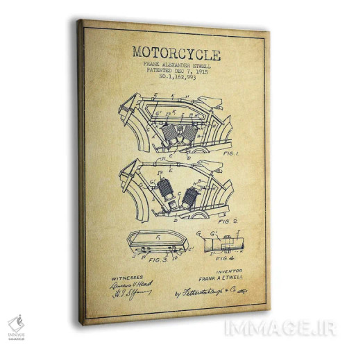 تابلو طرح پتنت موتورسیکلت فرانک آ. اتول (طرح قدیمی) اثر پیکسل کهنه (استودیو/نام هنری) - نمای پرسپکتیو محصول