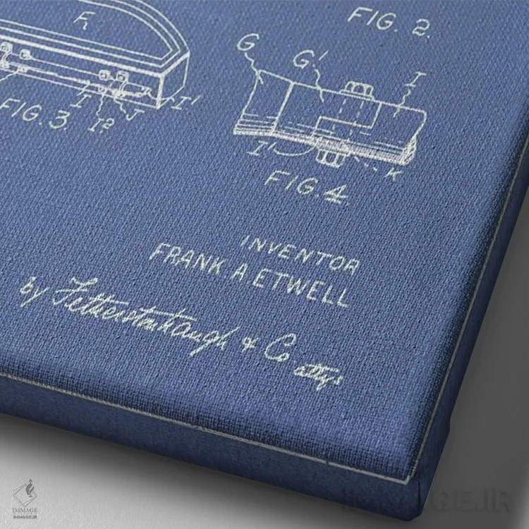 تابلو طرح پتنت موتورسیکلت فرانک آ. اتول (آبی روشن) اثر پیکسل کهنه (استودیو/نام هنری) - نمای نزدیک بافت بوم