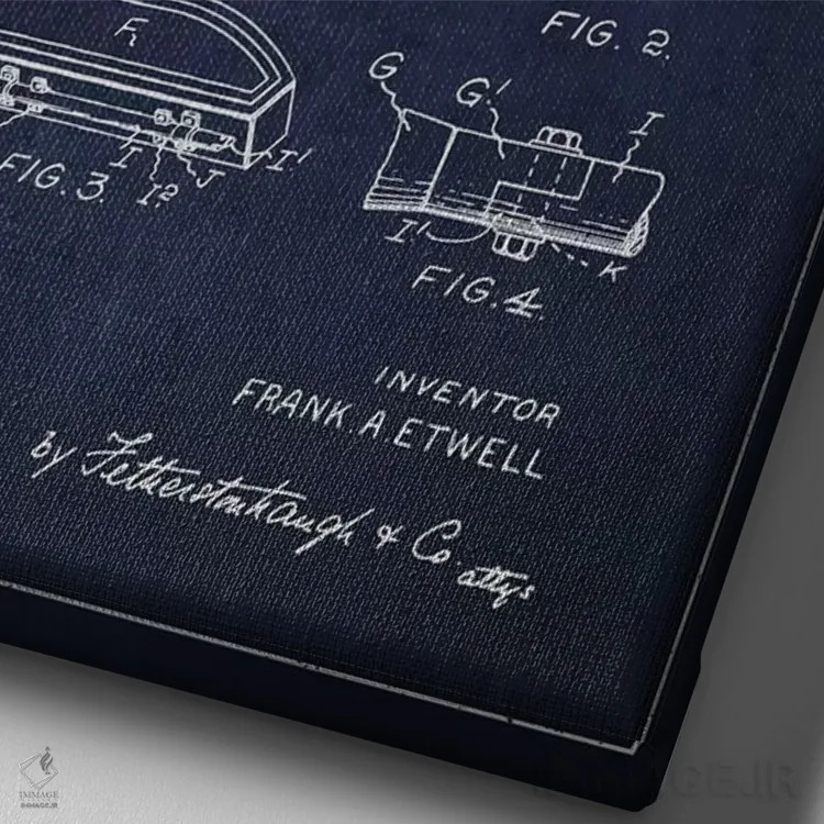 تابلو طرح پتنت موتورسیکلت فرانک آ. اتول (آبی نفتی) اثر پیکسل کهنه (استودیو/نام هنری) - نمای نزدیک بافت بوم