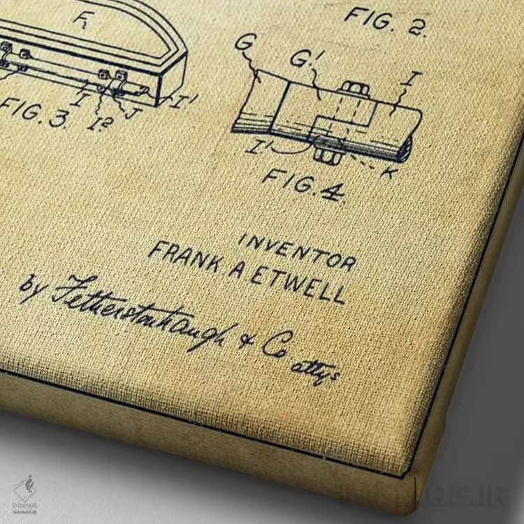 تابلو طرح پتنت موتورسیکلت فرانک آ. اتول (طرح قدیمی) اثر پیکسل کهنه (استودیو/نام هنری) - نمای نزدیک بافت بوم