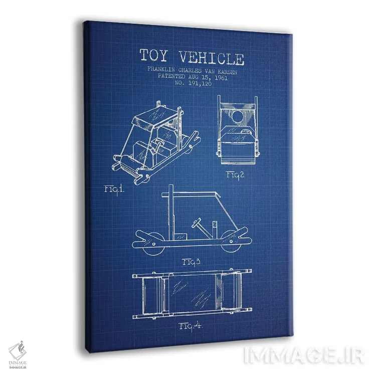 تابلو طرح پتنت ماشین اسباببازی فلیستون فرانکلین ون کارسن (شبکه آبی) اثر پیکسل کهنه (استودیو/نام هنری) - نمای پرسپکتیو محصول