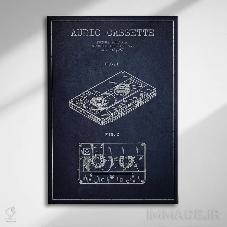 تابلو طرح پتنت کاست صوتی فویوکی یونهارا (آبی نفتی) اثر پیکسل کهنه (استودیو/نام هنری) - نمای روبهرو روی دیوار