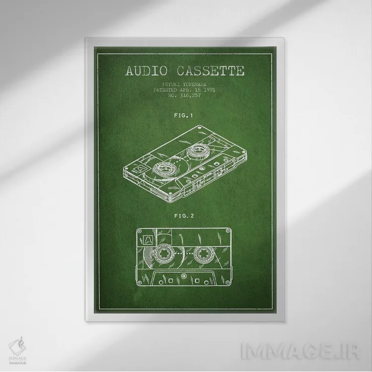 تابلو طرح پتنت کاست صوتی فویوکی یونهارا (سبز) اثر پیکسل کهنه (استودیو/نام هنری) - نمای قابدار سفید