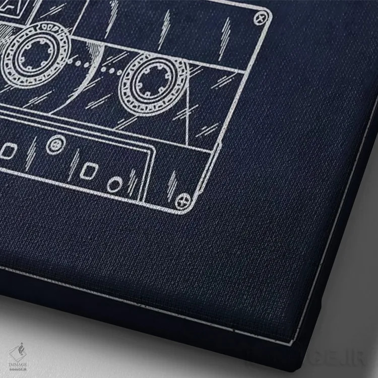 تابلو طرح پتنت کاست صوتی فویوکی یونهارا (آبی نفتی) اثر پیکسل کهنه (استودیو/نام هنری) - نمای نزدیک بافت بوم