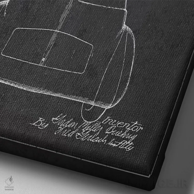 تابلو خودروی کورد جی.ام. بوریگ (ذغالی) II اثر پیکسل کهنه (استودیو/نام هنری) - نمای نزدیک بافت بوم