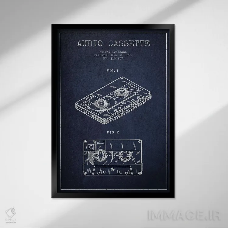 تابلو طرح پتنت کاست صوتی فویوکی یونهارا (آبی نفتی) اثر پیکسل کهنه (استودیو/نام هنری) - نمای قابدار مشکی