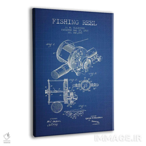 تابلو طرح پتنت چرخ ماهیگیری جی.دابلیو. بلکبرن (شبکه آبی) اثر پیکسل کهنه (استودیو/نام هنری) - نمای پرسپکتیو محصول