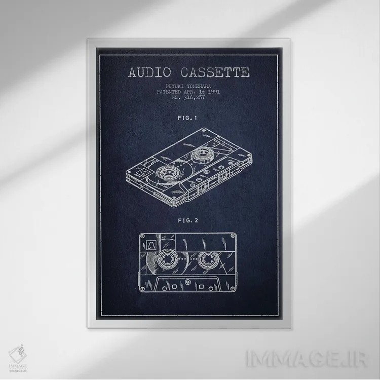 تابلو طرح پتنت کاست صوتی فویوکی یونهارا (آبی نفتی) اثر پیکسل کهنه (استودیو/نام هنری) - نمای قابدار سفید