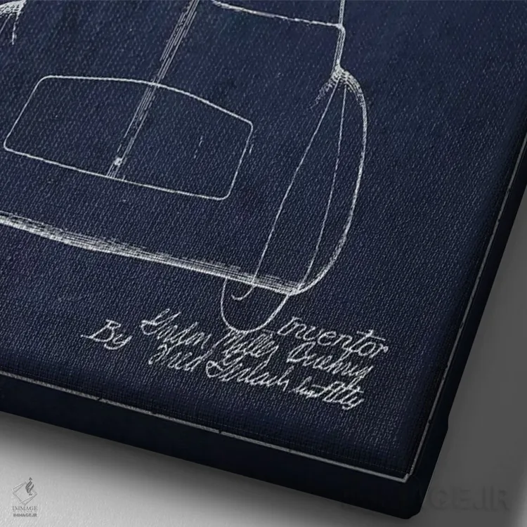 تابلو خودروی کورد جی.ام. بوریگ (آبی نفتی) II اثر پیکسل کهنه (استودیو/نام هنری) - نمای نزدیک بافت بوم