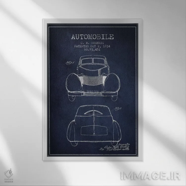 تابلو خودروی کورد جی.ام. بوریگ (آبی نفتی) II اثر پیکسل کهنه (استودیو/نام هنری) - نمای قابدار سفید