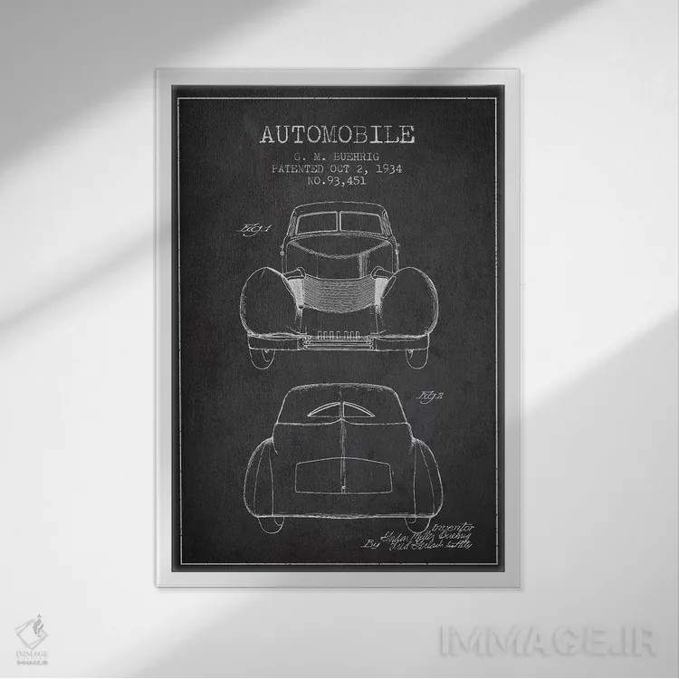 تابلو خودروی کورد جی.ام. بوریگ (ذغالی) II اثر پیکسل کهنه (استودیو/نام هنری) - نمای قابدار سفید