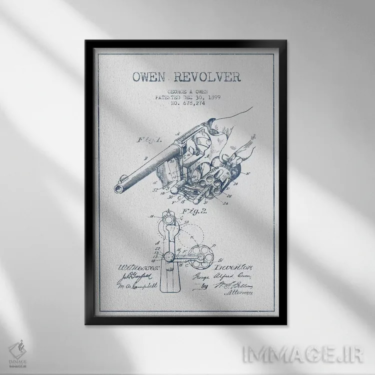 تابلو طرح پتنت رولور جورج آ. اوون (با جوهر) اثر پیکسل کهنه (استودیو/نام هنری) - نمای قابدار مشکی