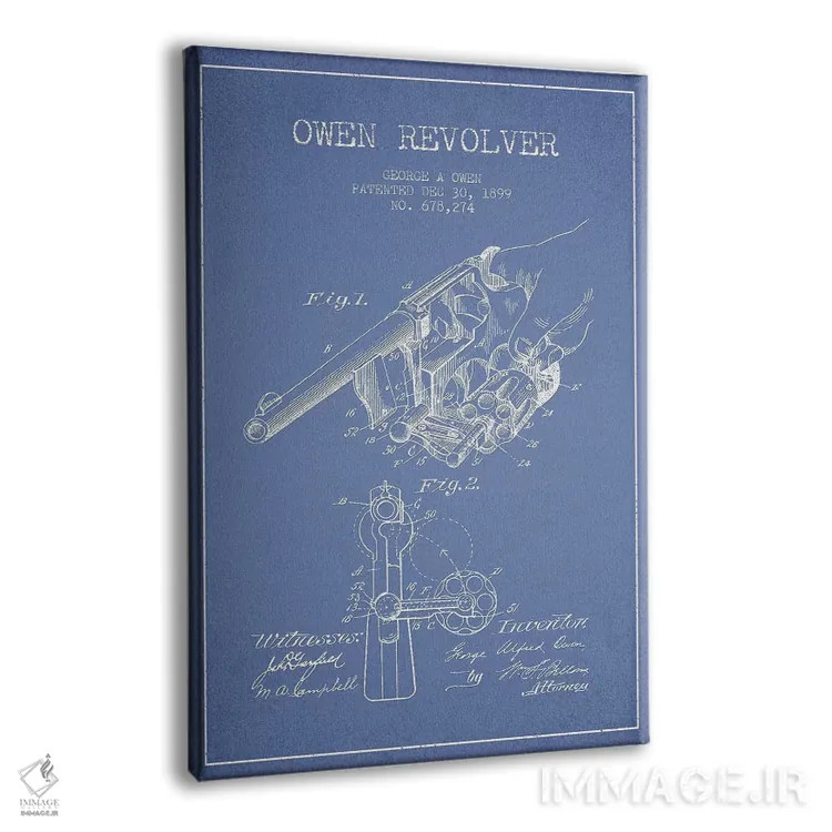 تابلو طرح پتنت رولور جورج آ. اوون (آبی روشن) اثر پیکسل کهنه (استودیو/نام هنری) - نمای پرسپکتیو محصول
