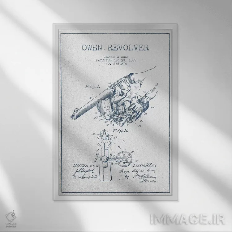 تابلو طرح پتنت رولور جورج آ. اوون (با جوهر) اثر پیکسل کهنه (استودیو/نام هنری) - نمای قابدار سفید