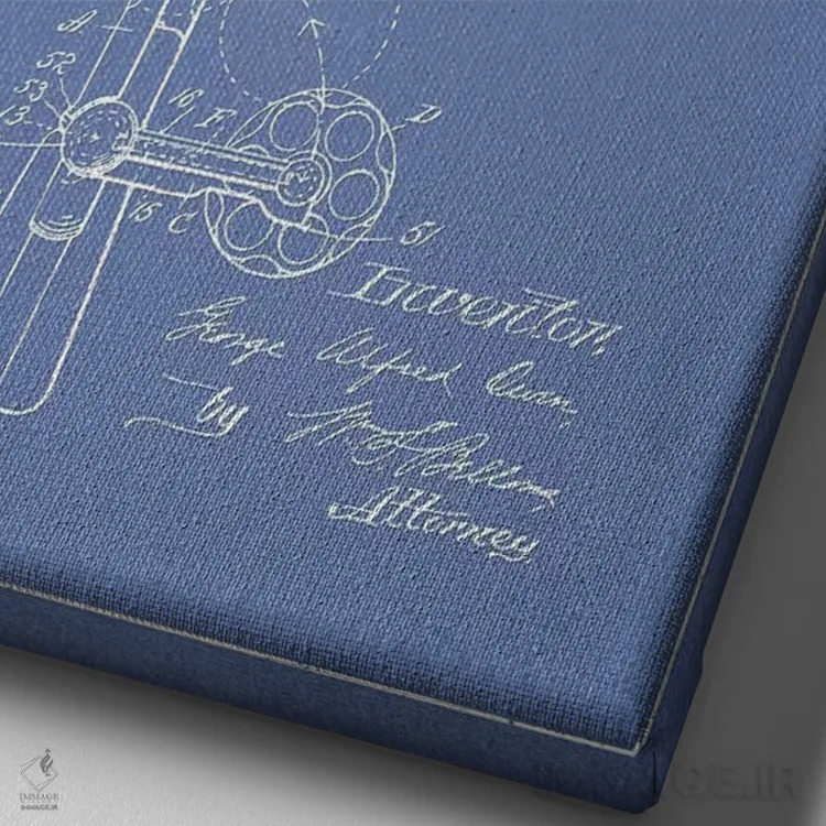 تابلو طرح پتنت رولور جورج آ. اوون (آبی روشن) اثر پیکسل کهنه (استودیو/نام هنری) - نمای نزدیک بافت بوم