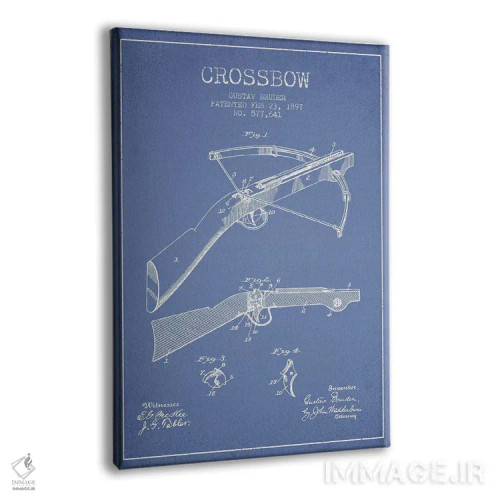 تابلو طرح اختراع کمان زنبورکی گوستاو برودر (آبی روشن) اثر پیکسل کهنه (استودیو/نام هنری) - نمای پرسپکتیو محصول