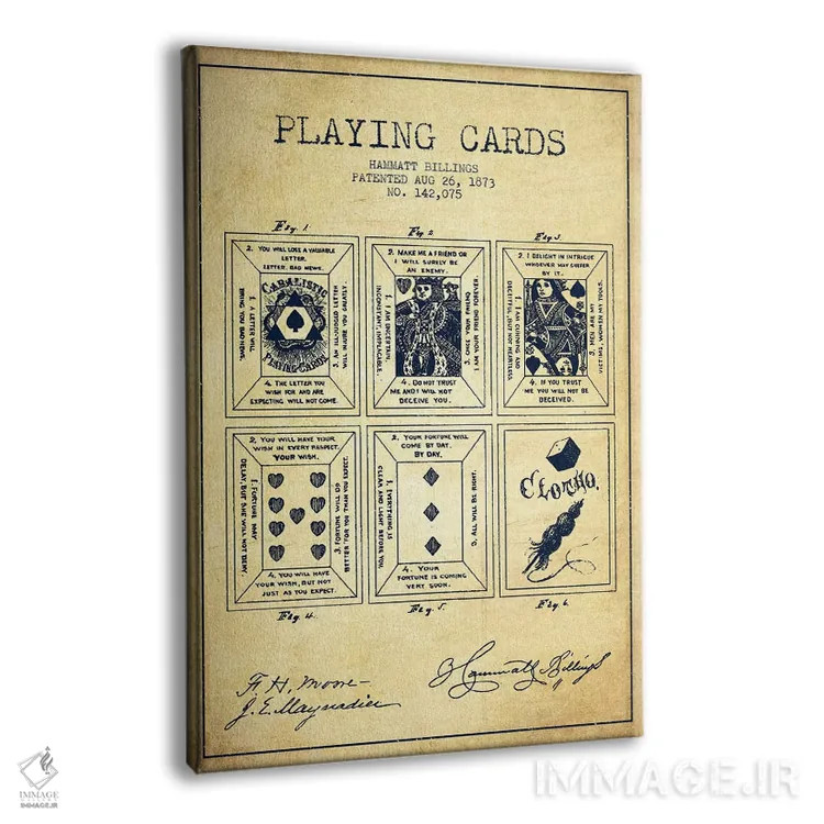 تابلو طرح قدیمی اختراع کارت بازی همت بیلینگز اثر پیکسل کهنه (استودیو/نام هنری) - نمای پرسپکتیو محصول