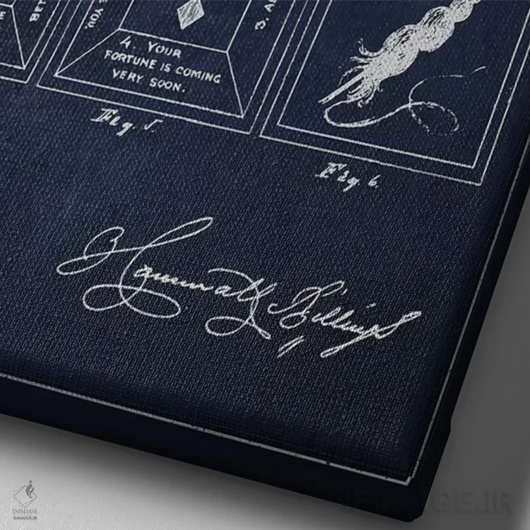 تابلو طرح اختراع کارت بازی همت بیلینگز (آبی سیر) اثر پیکسل کهنه (استودیو/نام هنری) - نمای نزدیک بافت بوم