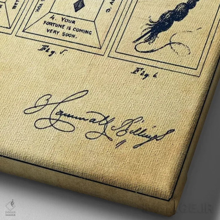 تابلو طرح قدیمی اختراع کارت بازی همت بیلینگز اثر پیکسل کهنه (استودیو/نام هنری) - نمای نزدیک بافت بوم