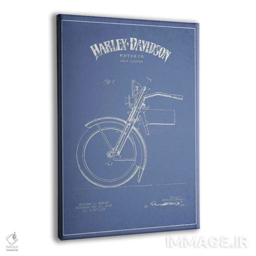 تابلو موتورسیکلتهای هارلی-دیویدسون (آبی روشن) ۴ اثر پیکسل کهنه (استودیو/نام هنری) - نمای پرسپکتیو محصول