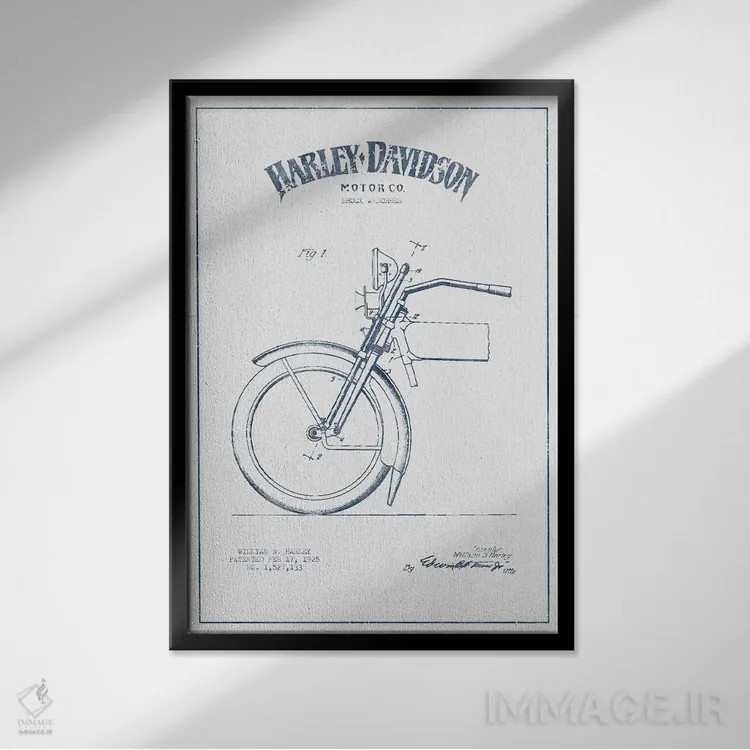 تابلو موتورسیکلتهای هارلی-دیویدسون (جوهر) ۲ اثر پیکسل کهنه (استودیو/نام هنری) - نمای قابدار مشکی