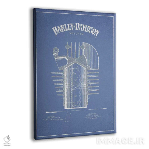 تابلو سیلندر موتورسیکلتهای هارلی-دیویدسون (آبی روشن) اثر پیکسل کهنه (استودیو/نام هنری) - نمای پرسپکتیو محصول