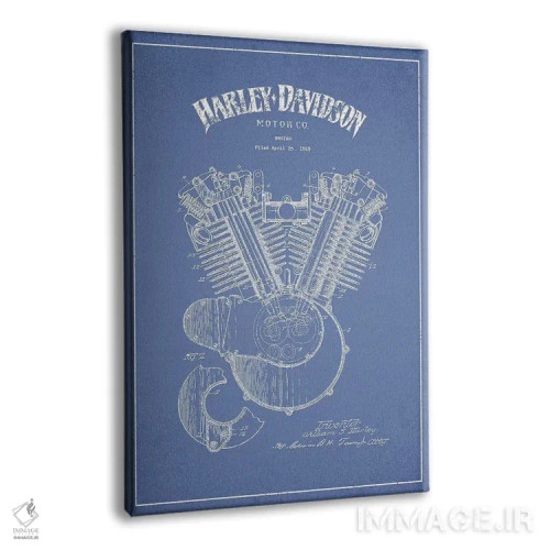 تابلو موتور موتورسیکلتهای هارلی-دیویدسون (آبی روشن) اثر پیکسل کهنه (استودیو/نام هنری) - نمای پرسپکتیو محصول