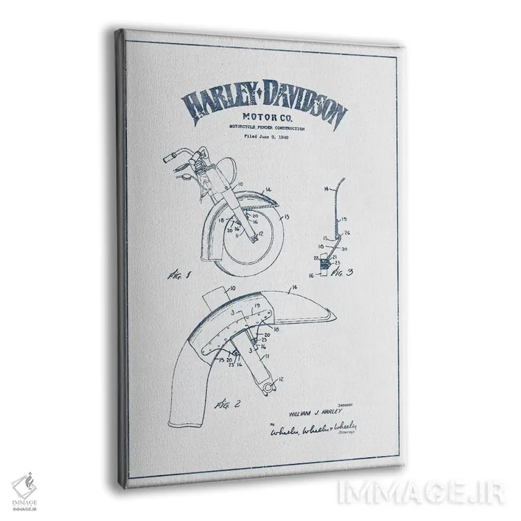 تابلو ساخت گلگیر موتورسیکلتهای هارلی-دیویدسون (جوهر) اثر پیکسل کهنه (استودیو/نام هنری) - نمای پرسپکتیو محصول