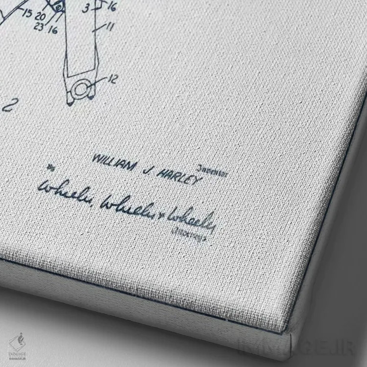 تابلو ساخت گلگیر موتورسیکلتهای هارلی-دیویدسون (جوهر) اثر پیکسل کهنه (استودیو/نام هنری) - نمای نزدیک بافت بوم