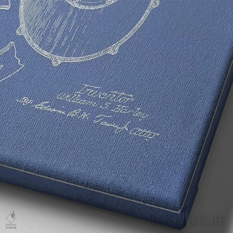 تابلو موتور موتورسیکلتهای هارلی-دیویدسون (آبی روشن) اثر پیکسل کهنه (استودیو/نام هنری) - نمای نزدیک بافت بوم