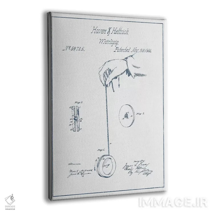 تابلو طرح اختراع اسباببازی گردان هاون و هتریچ (جوهر) اثر پیکسل کهنه (استودیو/نام هنری) - نمای پرسپکتیو محصول