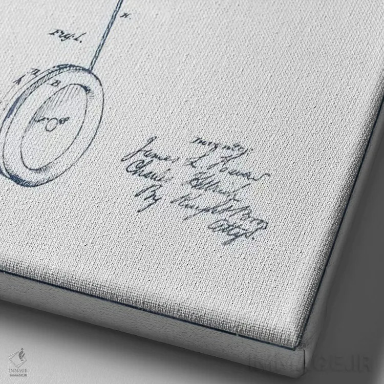 تابلو طرح اختراع اسباببازی گردان هاون و هتریچ (جوهر) اثر پیکسل کهنه (استودیو/نام هنری) - نمای نزدیک بافت بوم