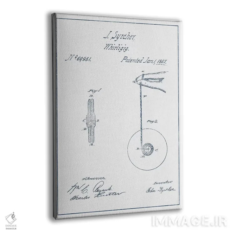 تابلو طرح اختراع اسباببازی گردان جی. سرچر (جوهر) اثر پیکسل کهنه (استودیو/نام هنری) - نمای پرسپکتیو محصول