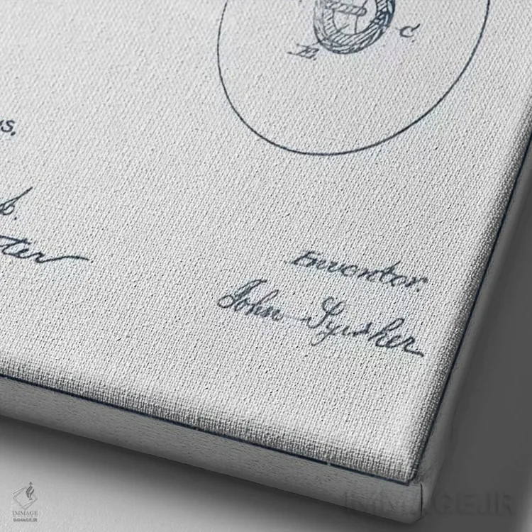 تابلو طرح اختراع اسباببازی گردان جی. سرچر (جوهر) اثر پیکسل کهنه (استودیو/نام هنری) - نمای نزدیک بافت بوم