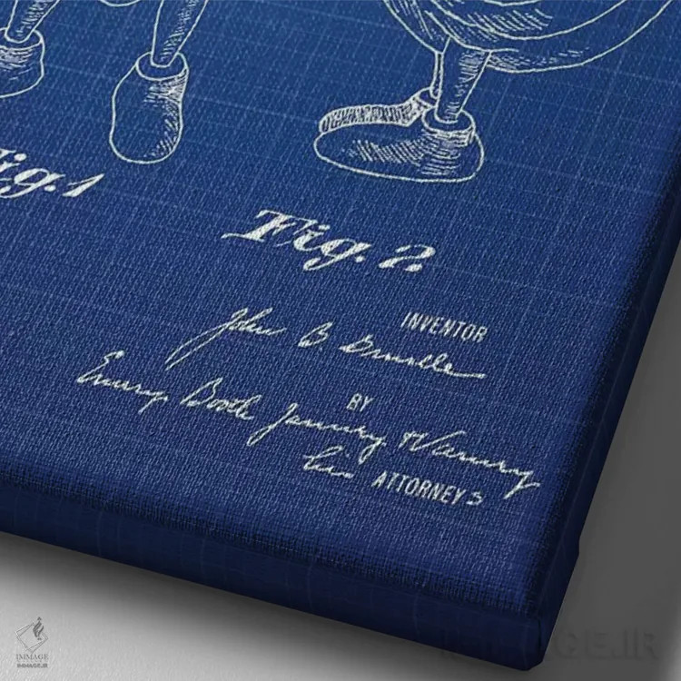 تابلو Male Patent Sketch (Blue Grid),طرح اختراع اردک اسباببازی نر جی.بی. گروئل (شبکه آبی) اثر پیکسل کهنه (استودیو/نام هنری) - نمای نزدیک بافت بوم