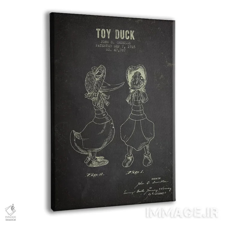 تابلو Female Patent Sketch (Charcoal),طرح اختراع اردک اسباببازی ماده جی.بی. گروئل (زغالسنگی) اثر پیکسل کهنه (استودیو/نام هنری) - نمای پرسپکتیو محصول