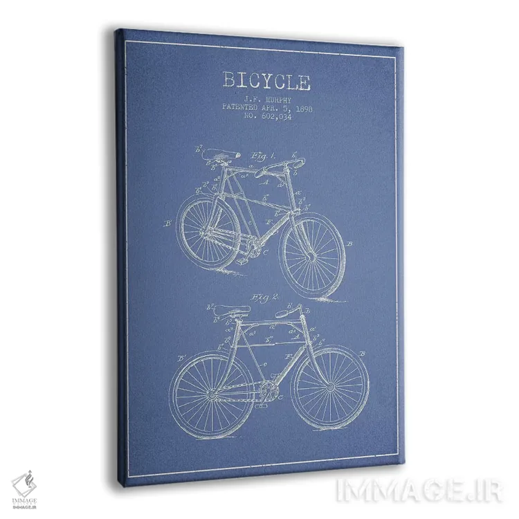 تابلو طرح اختراع دوچرخه جی.اف. مورفی (آبی روشن) اثر پیکسل کهنه (استودیو/نام هنری) - نمای پرسپکتیو محصول