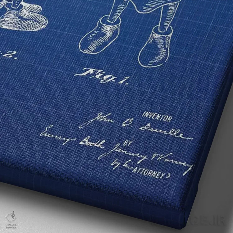 تابلو Female Patent Sketch (Blue Grid),طرح اختراع اردک اسباببازی ماده جی.بی. گروئل (شبکه آبی) اثر پیکسل کهنه (استودیو/نام هنری) - نمای نزدیک بافت بوم