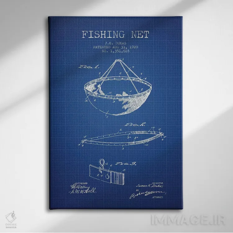 تابلو طرح پتنت تور ماهیگیری جی.کی. دوکاس (شبکه آبی) اثر پیکسل کهنه (استودیو/نام هنری) - نمای روبهرو روی دیوار