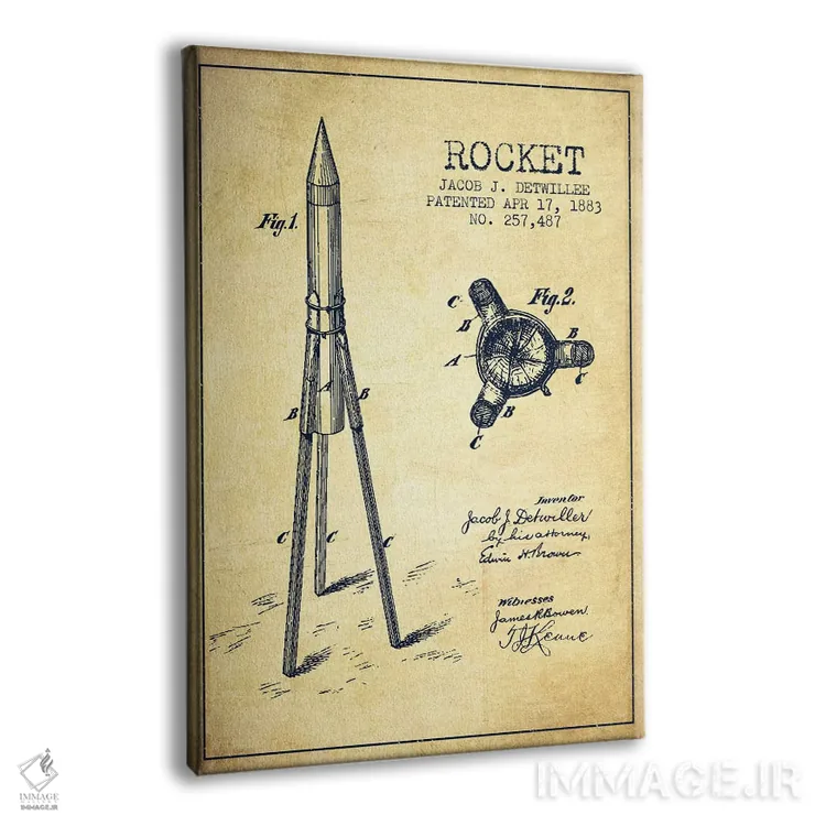 تابلو طرح پتنت قدیمی موشک جیکوب جی. دیتویلی اثر پیکسل کهنه (استودیو/نام هنری) - نمای پرسپکتیو محصول
