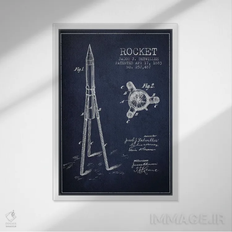 تابلو طرح پتنت موشک جیکوب جی. دیتویلی (سورمهای) اثر پیکسل کهنه (استودیو/نام هنری) - نمای قابدار سفید
