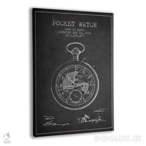 تابلو طرح الگوی ساعت جیبی جان ای. مروز (زغالسنگی) اثر پیکسل کهنه (استودیو/نام هنری) - نمای پرسپکتیو محصول